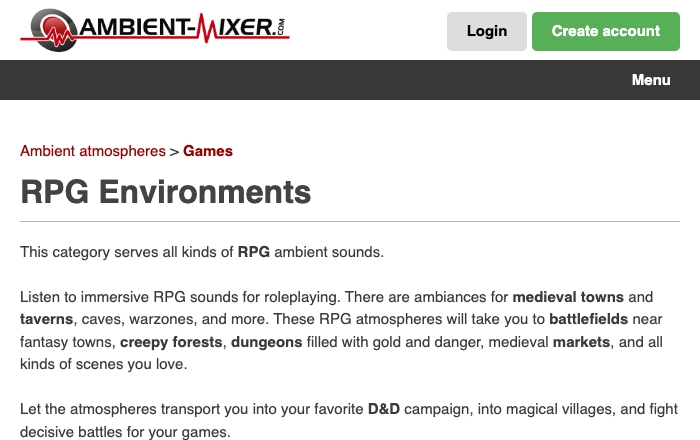 RPG Ambient Mixer
